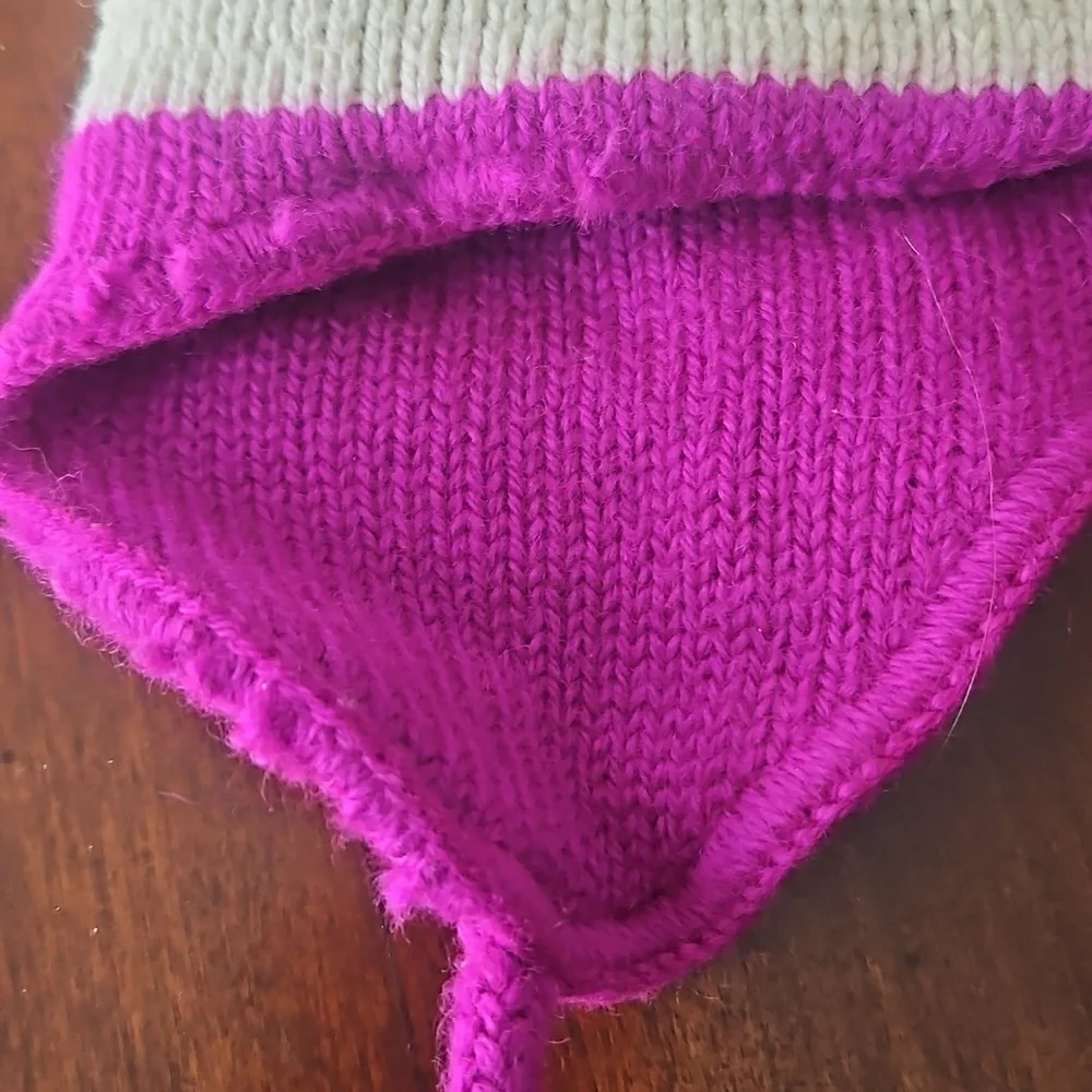 Capello Ski Hat Ear Flaps Pink/Purple Gray Ladies Small Kids Large Made Canada
